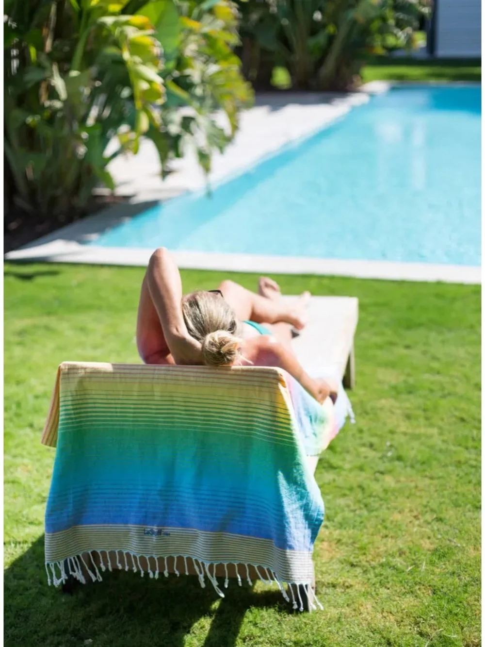 NEW! LeStoff Organic Cotton Hammam Towel Multicolor Rainbow Beach Pool NEW
